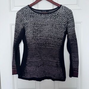 NIC+ZOE Black, Gray & Cream Ombre Knit Long Sleeve Top